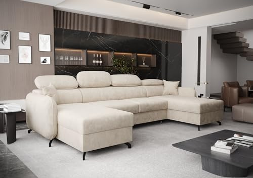 AXLIVING Ecksofa mit Schlaffunktion Ribella 5 345cm Creme U-Form