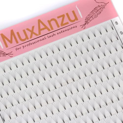 MuxAnzu Eyelash Extension 3D/4D/5D/6D Short Stem Ultra Dark Black Premade Fans lash Extensions Supplies for Salon Makeup (5D 0.07 C 8-15MIXED)