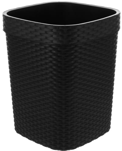 ULTECHNOVO Plastic Waste Bin Imitation Braided Waste Container for Home Office Paper Bin with Large Mouth Non-Slip Base Multi-Purpose Basket for Kitchen Bedroom Bathroom