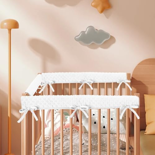 Deuson 3 Stück Bettkantenschutz für Kinderbetten,Kantenschutz für Kinderbett,Babybett Umrandungen,Bettkantenschutz Kinderbett,Abnehmbar und Waschbar,Bettseiten und Möbelkanten Schützen (Weiß)