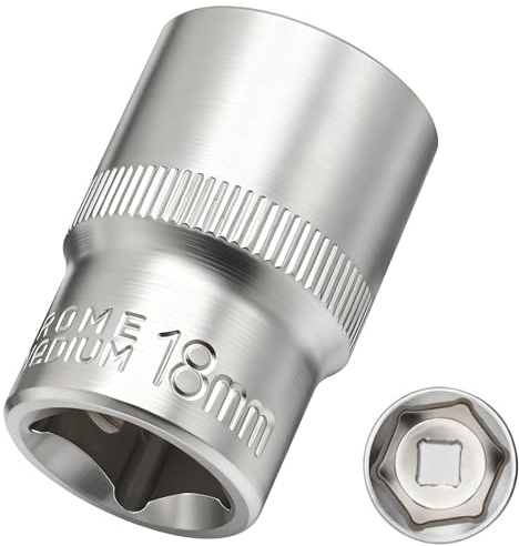 DAKCOS 18mm Socket 1/2 Drive 6 Ponit Wrench Socket | Drive Shaft Tool Power Sockets, CR-MO