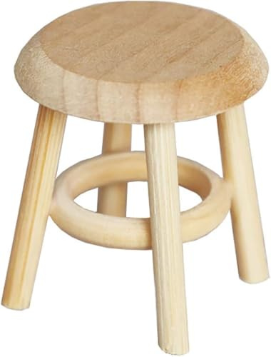 Miniatur-Holzhocker, Möbel im Maßstab 1:12, DIY-Wohnzimmerzubehör, Holzfarbe, Puppenhaus-Zubehör, Puppenhaus-Zubehör