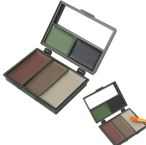 LONZIKP Set de Maquillaje de Camuflaje (1 Unidad), Pintura Facial de Camuflaje, Crema de Camuflaje, 5 Colores con Espejo, Camuflaje Chamaleón, Equipo de Supervivencia