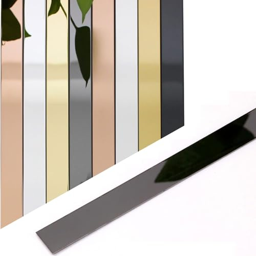 LKYJD Metalized Mirror-Like Finish Molding Trim Self-Adhesive Metal Strip Edging Trims for Door Wall Furniture Wardrobe (Black-Mirror,6cmx35m)