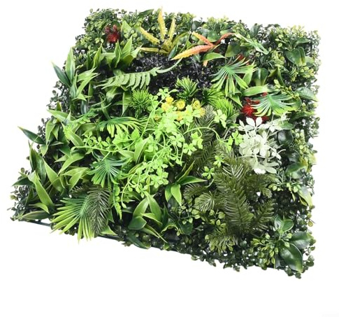 BlesConi Gazon vert artificiel carré en plastique pour décoration murale de la maison, fausse pelouse, 50 x 50 cm, pour simulation mur de plantes et mur vert
