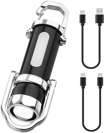 1200LM Superhelle Mini-Schlüsselanhänger,Taschenlampe mit variablem Zoom | Taschenlampe LED Aufladbar,Taschenlampe Wasserdicht,Tragbar Powerbank für Outdoor, Camping