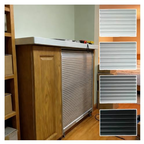HAIXHX Kit de Porte de Placard à enroulement sur Mesure, Porte coulissante rétractable pour Buffet avec Panneaux et Rail pour Garde-Manger de Cuisine de Camping-Car