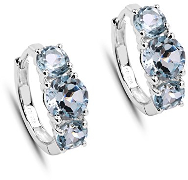 Edle Blau Topas Ohrringe-925 Sterling Silb.- Rhodiniert 5,60 Karat