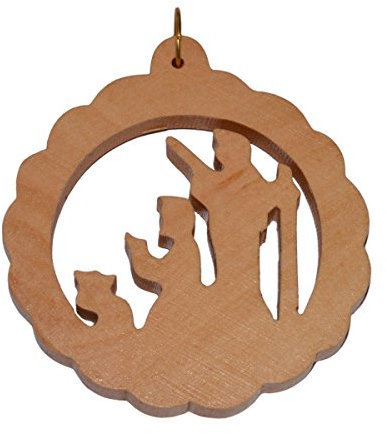 Junker Kirchenbedarf Christbaumschmuck Olivenholz - Weihnachtsbaumschmuck, Anhänger rund, ringförmig, 6cm