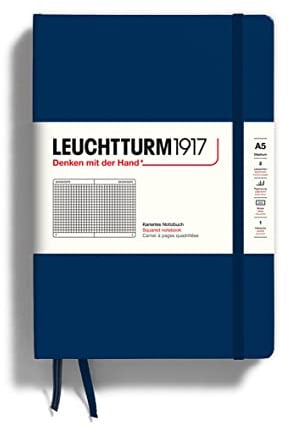 LEUCHTTURM1917 342923 Notizbuch Medium (A5), Hardcover, kariert, marine