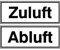 Indigos UG - Aufkleber - Hinweisschild zur Betriebskennzeichnung Zuluft/Abluft,- 8x3 cm - Warnung - Sicherheit - Hotel, Firma, Haus
