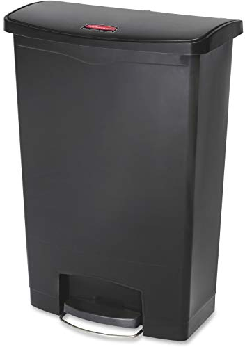 Rubbermaid Commercial Products Slim Jim 1883615 90 Litre Front Step Step-On Resin Wastebasket - Black