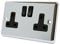 AET CPC2GSOCBL Polished Chrome Classical 2 Gang Black Insert Plastic Rocker Switches-13 Amp Double Plug Socket