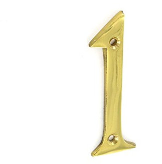 Number 1 / One Brass House Door Numeral â€“ 3 / 75mm