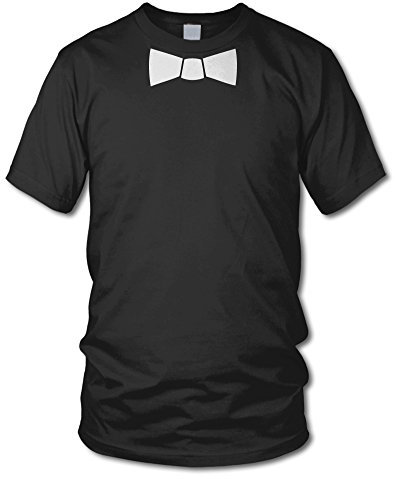 T-Shirt mit Fliege - Fun T-Shirt - Kult - Schwarz - Größe L