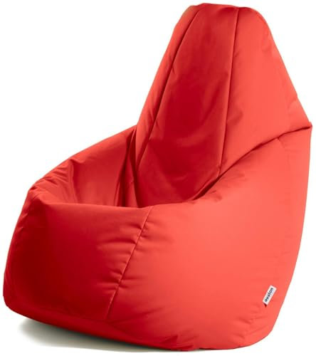 Avalon - Pouf Poltrona Sacco Grande L Jive, Puffo per Sedersi Ergonomico, Pouf a Sacco in Tessuto Antistrappo e Impermeabile, Comoda Poltrona a Sacco Moderna, Made in Italy(80x80x125cm-Rosso)