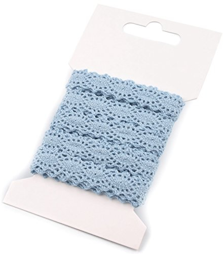 3m Klöppelspitze 12mm breit Farbwahl Spitze Spitzenband Spitzenborte Häkelspitze, Farbe:hellblau