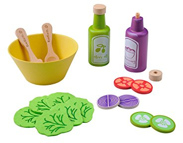 EverEarth Salatset aus nachhaltigem Holz – Buntes Rollenspiel-Spielzeug für Kinderküchen – Umweltfreundliches Lernspielzeug zur Förderung von Kreativität – EE33719
