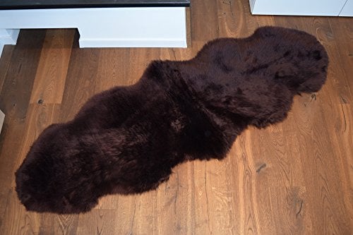Naturasan Doppel Schaffell Lammfell-Teppich Vorleger Duo (aus 2 Fellen), Flokati, Shaggy, Designer Langflor Felldecke Auflage Fellteppich (Braun)