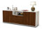 Stil.Zeit TV Schrank Lowboard Andreana, Korpus Weiss matt, Front Holz Design Walnuss (135x49x35cm), Push to Open Technik