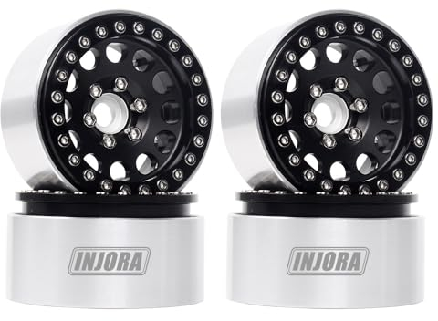 INJORA 4PCS 1,9 Beadlock Felgen Metall Räder Felge Set für 1:10 RC Rock Crawler Axial SCX10 pro SCX10 II III TRX4 D90 VS4-10 Redcat Gen 8 7 Pro Enduro