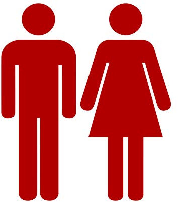 WANDKINGS WC Türaufkleber - Mann & Frau Figuren - 26 x 30 cm - Rot - Wähle aus 5 Größen & 35 Farben