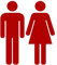 WANDKINGS WC Türaufkleber - Mann & Frau Figuren - 26 x 30 cm - Rot - Wähle aus 5 Größen & 35 Farben