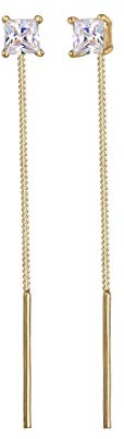 Elli Ohrringe Damen Ohrhänger Stab Geo Minimal Pull-Through mit Zirkonia | Kristall 925 Silber