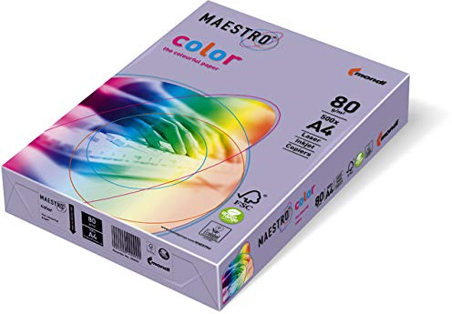 MAESTRO® Kopierpapier, Color Trend, A4, 80 g/m², holzfrei, lavendel, matt (500 Blatt), Sie erhalten 1 Packung á 500 Blatt