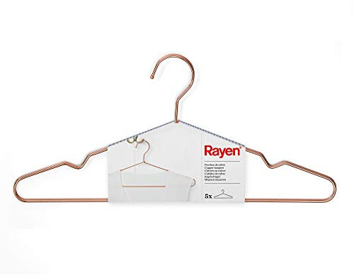 RAYEN Lot de 5 cintres en cuivre, métal coupé, 40 x 18 cm