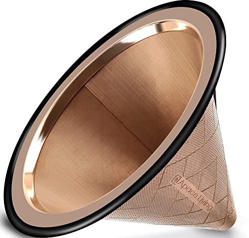 Filtre Café Réutilisable - Porte Filtre à Café Permanent en Acier Inoxydable avec une Base Métallique Large - Compatible avec le Bodum Chemex & Autres Cafetières