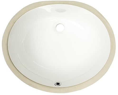 Fregadero ovalado de cerámica de porcelana de 17 x 14 pulgadas, color blanco