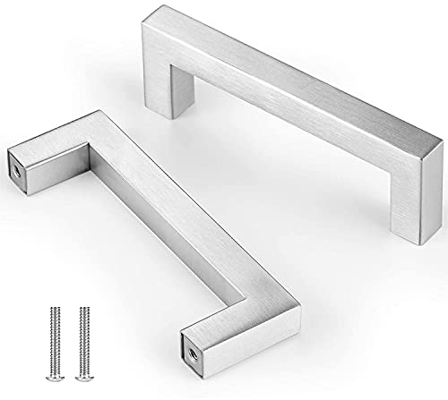 Drenky Möbelgriffe, Schrankgriffe Edelstahl 5 Stück Silber Griffe Küche mit Schraube 96 mm Lochabstand für Küchenschränke, Schublade