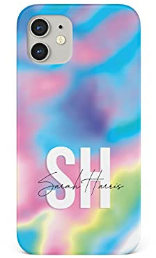 Tirita Personalised Phone Case Cover Compatible with iPhone 12 Mini - Tie Dye Neon Name [07 - Motley Multicoloured]