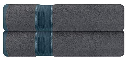 Mixibaby 2er Set Badetuch Badetücher Tücher 100cm x 150cm Frottee 100% Baumwolle 500g/qm, Farbe:Antrazit
