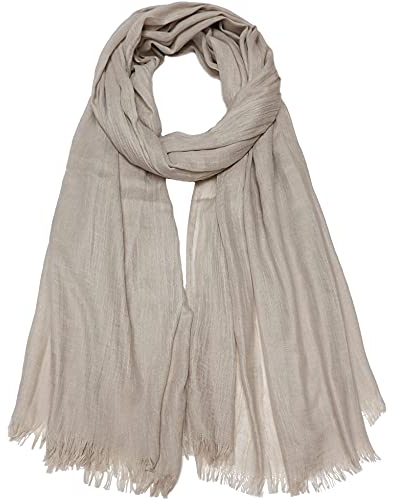 Damen Sommer Schals Baumwolle Leichte Große Lange Gaze Damenschal Eleganter Plain Tücher 75”×43”,Hell Khaki