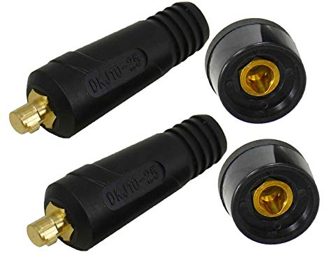 RIVERWELD WIG-Schweißkabel-Panelstecker-Buchse-Set DKJ10-25 & DKZ10-25 Schnellverschraubung 200Amp Schwarz 4 Stück