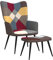 vidaXL Relaxsessel mit Hocker, Sessel mit Stahlrahmen, Relaxstuhl Polsterstuhl mit Armlehne, Fernsehsessel Polstersessel Wohnzimmer, Patchwork Stoff