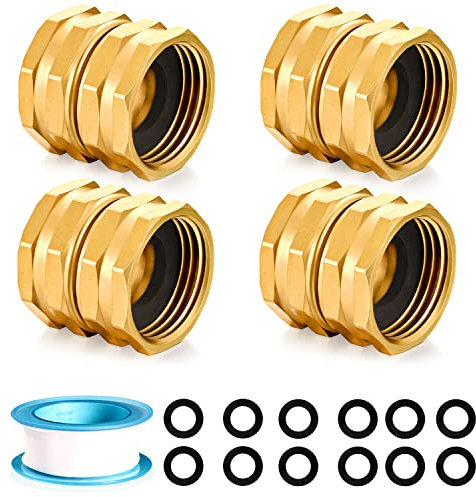 YELUN Lot de 4 raccords de tuyau d'arrosage en laiton massif pour réparation double femelle vers femelle