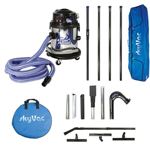 SkyVac Atom Sonic Gutter Vacuum / Clamped Suction Poles / Up to 40ft. 4 Pole Package. Up To 6M. 20ft.
