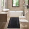 SOANNY 60x150 cm Badezimmerteppich, Hochflor Mikrofaser, rutschfest & Waschbar, Saugfähig Duschteppich, Perfekt für Bad & WC Vorleger, Schwarz