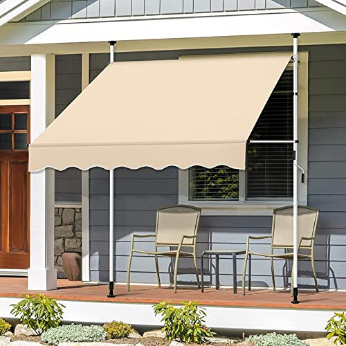REALN Einziehbare Gartenmarkise, Freistehende Markise, Sonnenschutzdach Mit Handkurbel FüR Terrasse/Pavillon/Garten/Restaurant/Café, Kein Bohren (Size : L:2m/6.5ft)