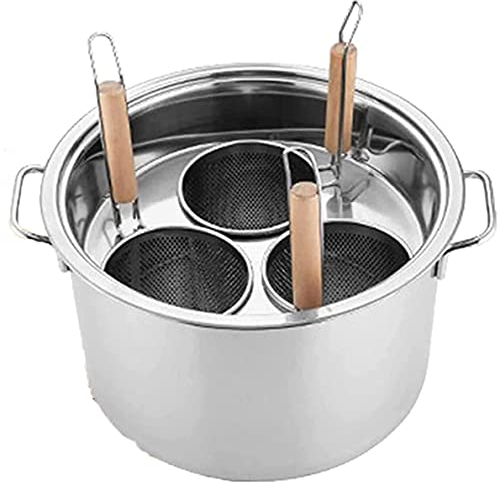 Pentole per cuoci pasta, 3/4/5 fori Pentola per pasta con cestello per cestello, Pentola con coperchio, Set cuocipasta per cucina casalinga Utensili da cucina ristorante (Argento),3Holes