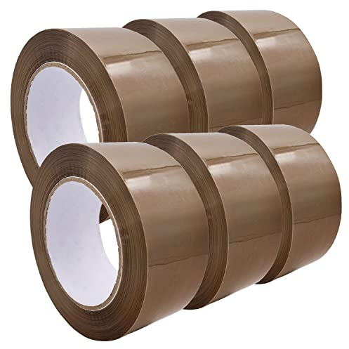 RAYLU PAPER Verpackungsband zum Versiegeln von Kartons und Verpackungen, starkes Klebeband, 45 Mikron, 50 mm x 132 m (6 Stück, Braun)