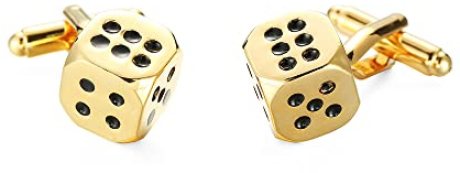 Manschettenknöpfe, Motiv: Gesellschaftsspiele und Casino, originelle Manschettenknöpfe – Party-Accessoires oder Kostüme, Hemd und Jacke, Smoking, Goldenes Würfelspiel, One size