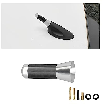 CGEAMDY Car Short Antenna, 3.5cm Stubby Antenna with Aluminum Alloy Threading, Universal Replacement for Cars FM AM Radio Reception (Silver)