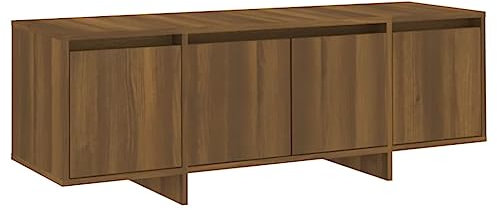 Natulvd Konsolen-TV-Ständer für 45 50 55 Zoll Fernseher, moderner Entertainment-Center, Media-Ständer mit 3 großen Schränken, TV-Tisch, Aufbewahrung, Bücherregal, Regal für Wohnzimmer – braune Eiche