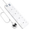Extension Lead 3M with USB Slots, FDTEK 4 Way Surge Protected Extension Socket with Individual Switches 4 USB Ports, Multi Plug Extension Mountable Power Strip with 3M cable for Home Office…