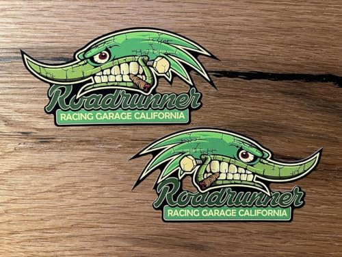 vinskool 2X Road Runner grün Aufkleber 11x5cm / 22x10cm / 30x14cm Kult Sticker Set Coyote Racing Hotrod V8 USa Muscle Car Oldtimer Auto Motorrad Custom Umbau Beep (30x14cm)