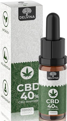 DELVINA CBD Öl 40% Vollspektrum Gold - BIO MCT-Öl - Premium Hanföl Tropfen mit 40 Prozent Cannabidiol, Deutsche Qualitätsmarke, laborgeprüft, zertifiziert - 4000 mg CBD Hanfextrakt - 10ml
